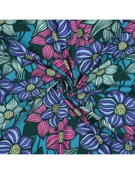 Tessuto twill viscosa Florane - Blu petrolio