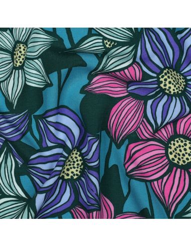 Tessuto twill viscosa Florane - Blu petrolio