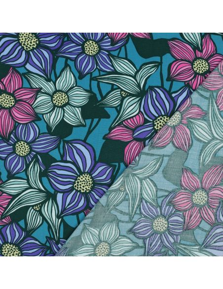 Tessuto twill viscosa Florane - Blu petrolio