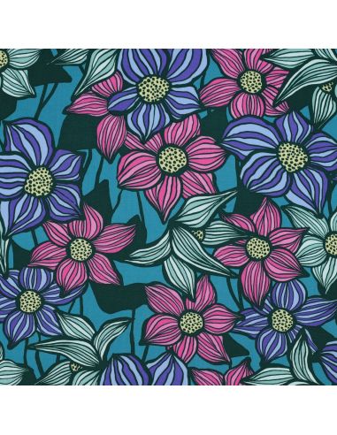 Tessuto twill viscosa Florane - Blu petrolio