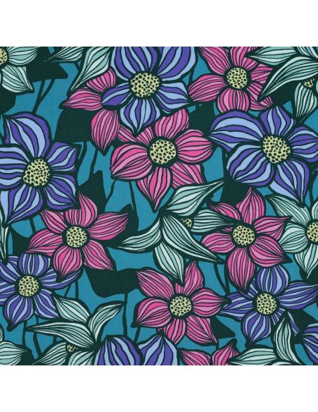 Tessuto twill viscosa Florane - Blu petrolio