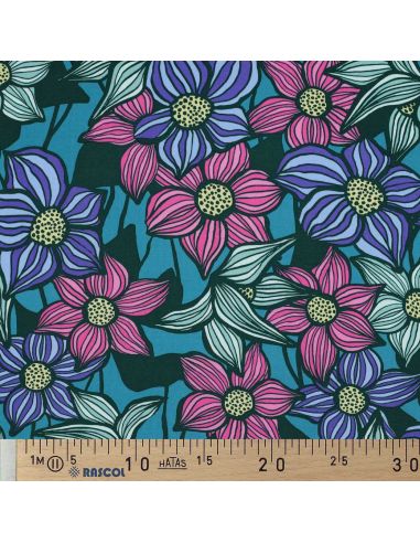 Tessuto twill viscosa Florane - Blu petrolio
