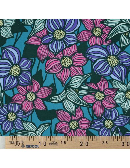 Tessuto twill viscosa Florane - Blu petrolio
