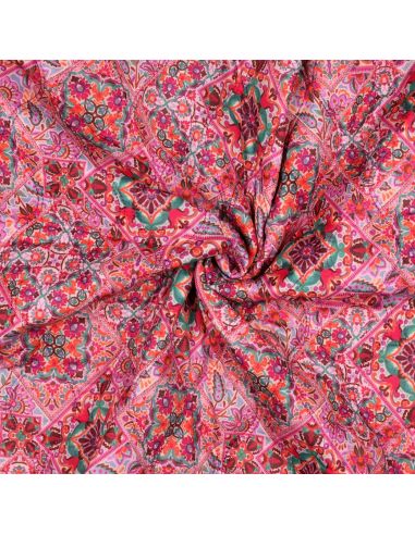 Tessuto trapuntato in voile di cotone patchwork - Rosa