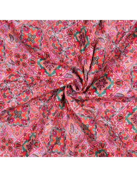 Tessuto trapuntato in voile di cotone patchwork - Rosa