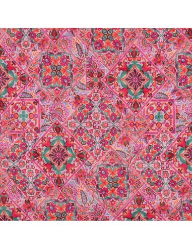 Tessuto trapuntato in voile di cotone patchwork - Rosa