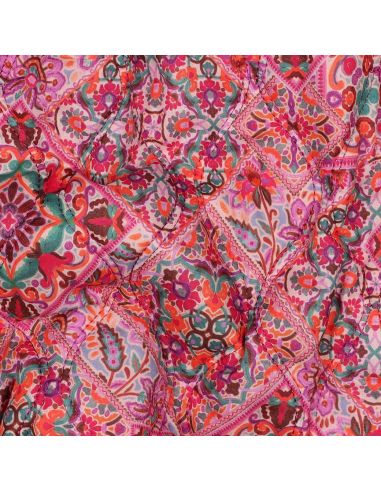 Tessuto trapuntato in voile di cotone patchwork - Rosa