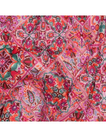 Tessuto trapuntato in voile di cotone patchwork - Rosa