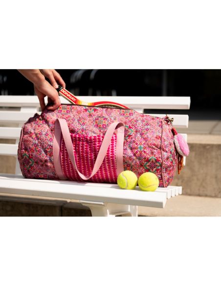Tessuto trapuntato in voile di cotone patchwork - Rosa
