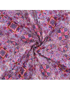 Tessuto trapuntato voile di cotone patchwork - Blu