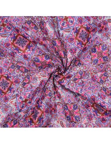 Tessuto trapuntato voile di cotone patchwork - Blu