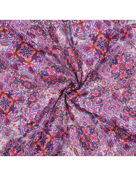 Tessuto trapuntato voile di cotone patchwork - Blu