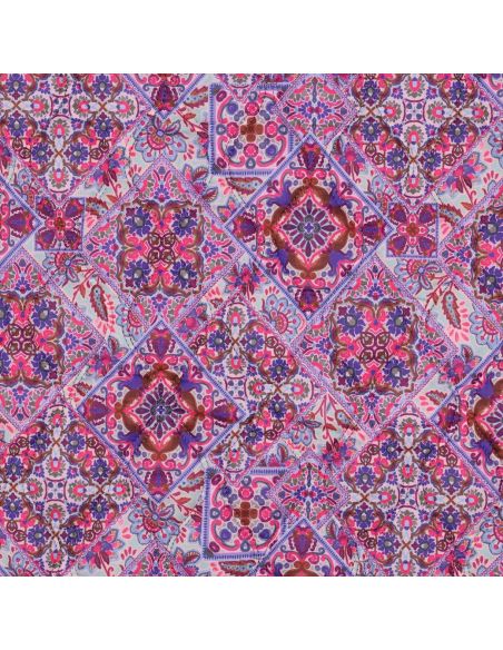 Tessuto trapuntato voile di cotone patchwork - Blu