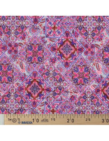 Tessuto trapuntato voile di cotone patchwork - Blu