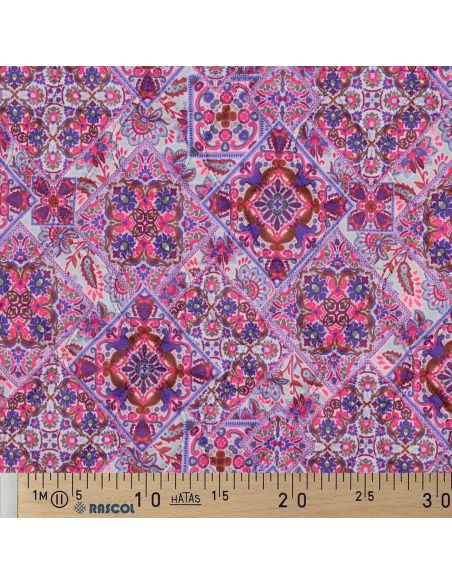 Tessuto trapuntato voile di cotone patchwork - Blu