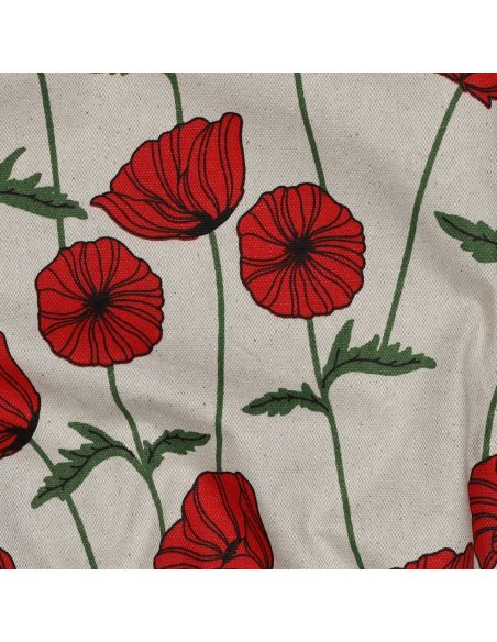 Tessuto tela impermeabile effetto lino - Papaveri