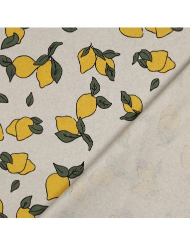 Tessuto tela impermeabile effetto lino - Limoni