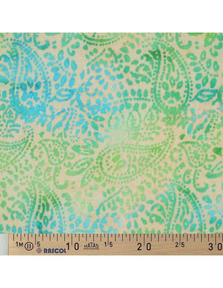 Tessuto viscosa batik Kaona - Verde e blu