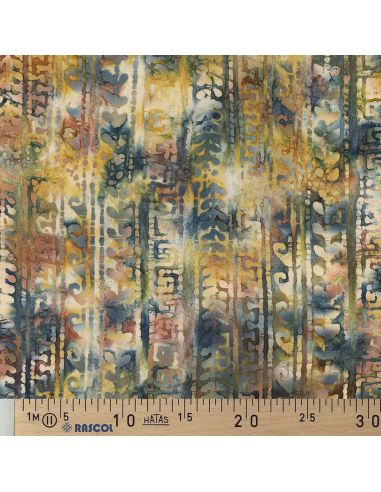 Tessuto cotone batik Aora - Blu e verde