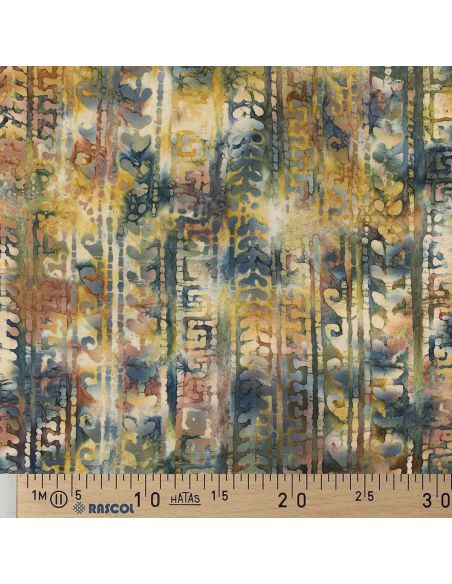 Tessuto cotone batik Aora - Blu e verde
