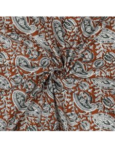Tessuto di cotone indiano block print Nalini - Cognac