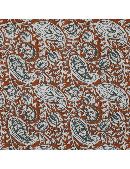Tessuto di cotone indiano block print Nalini - Cognac