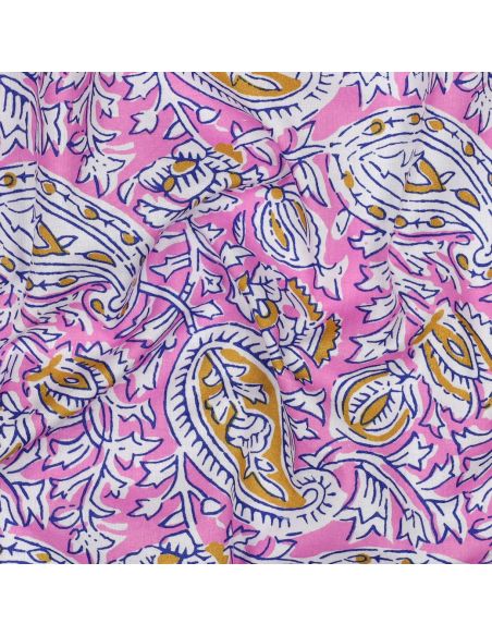Tessuto di cotone indiano block print Nalini - Rosa