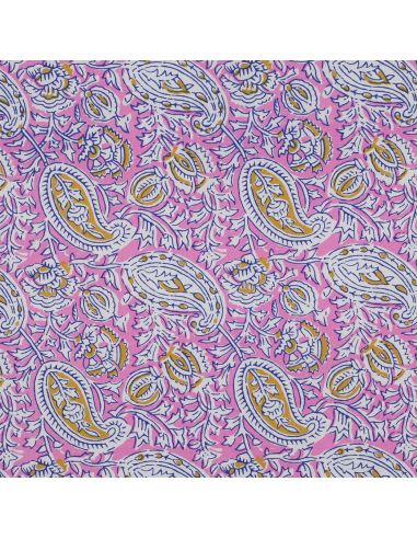 Tessuto di cotone indiano block print Nalini - Rosa