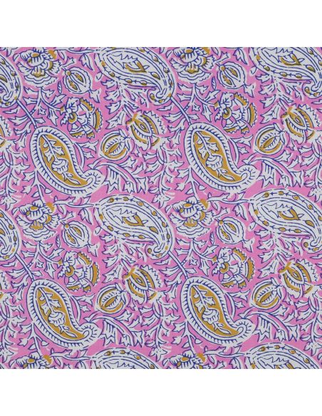Tessuto di cotone indiano block print Nalini - Rosa