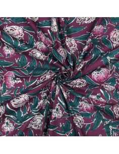 Tessuto di cotone indiano block print Serina - Melanzana