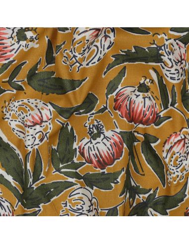 Tessuto di cotone indiano block print Serina - Ocra