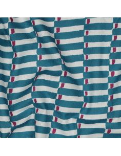Tessuto di cotone indiano block print Indra - Blu petrolio 2
