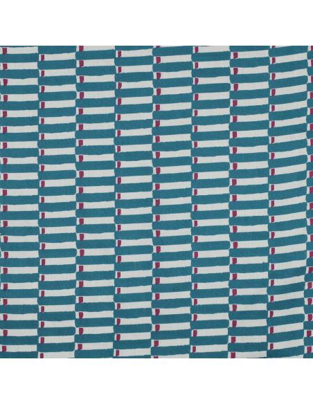 Tessuto di cotone indiano block print Indra - Blu petrolio