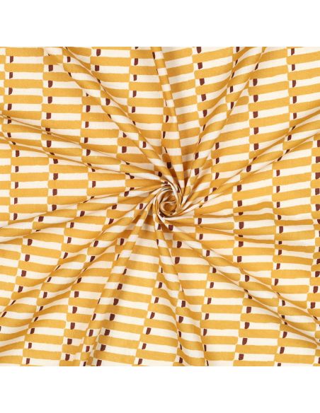 Tessuto di cotone indiano block print Indra - Ocra