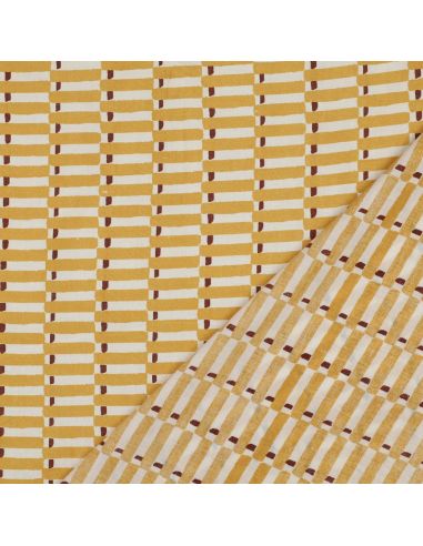 Tessuto di cotone indiano block print Indra - Ocra