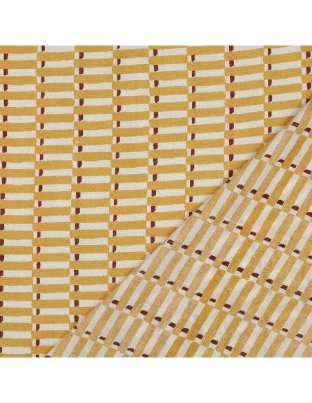 Tessuto di cotone indiano block print Indra - Ocra