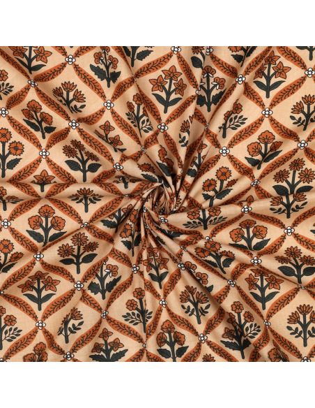 Tessuto di cotone indiano block print Solenne - Rame