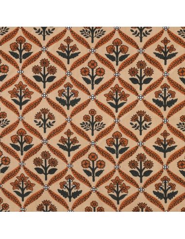 Tessuto di cotone indiano block print Solenne - Rame