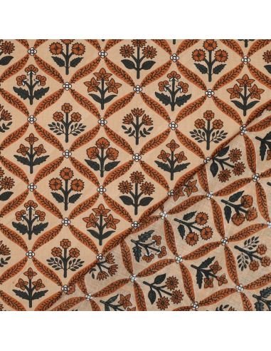 Tessuto di cotone indiano block print Solenne - Rame