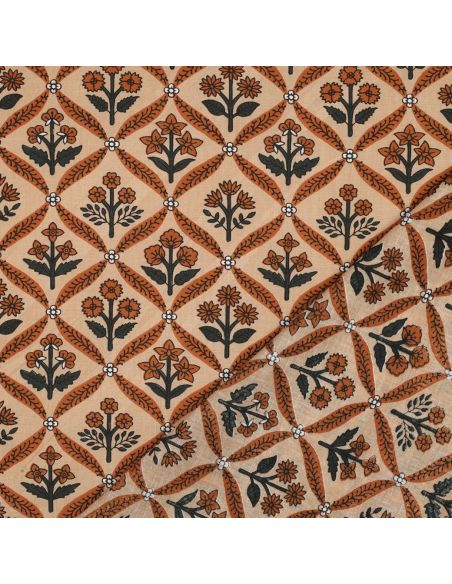 Tessuto di cotone indiano block print Solenne - Rame