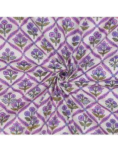 Tessuto di cotone indiano block print Solenne - Rosa