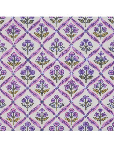 Tessuto di cotone indiano block print Solenne - Rosa