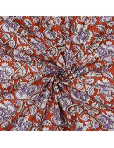 Tessuto di cotone indiano block print Jasmine - Terracotta