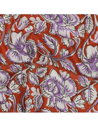 Tessuto di cotone indiano block print Jasmine - Terracotta
