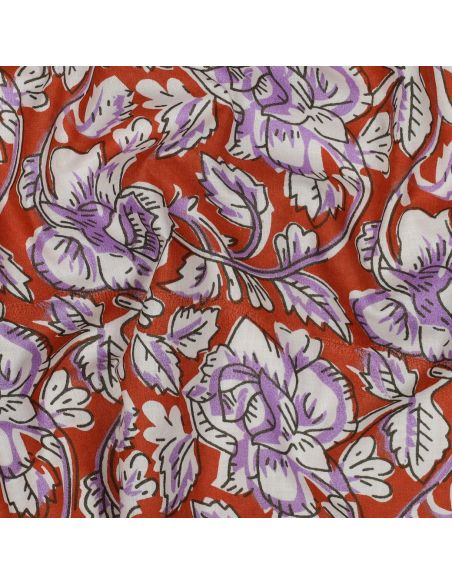 Tessuto di cotone indiano block print Jasmine - Terracotta