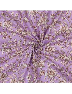 Tessuto di cotone indiano block print Kirine - Lilla