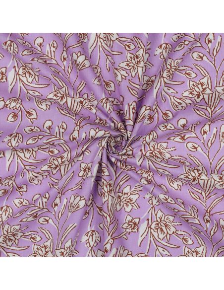 Tessuto di cotone indiano block print Kirine - Lilla