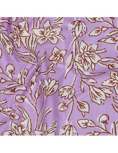 Tessuto di cotone indiano block print Kirine - Lilla