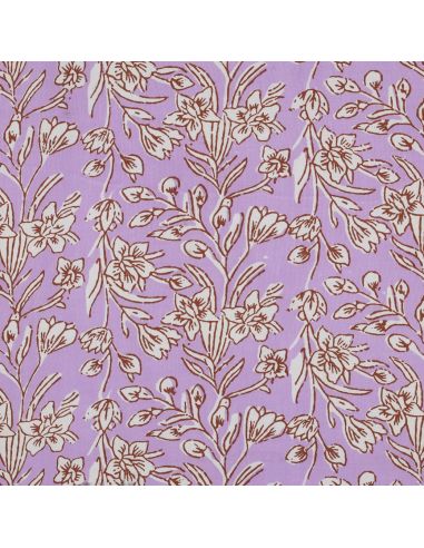 Tessuto di cotone indiano block print Kirine - Lilla