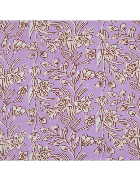 Tessuto di cotone indiano block print Kirine - Lilla